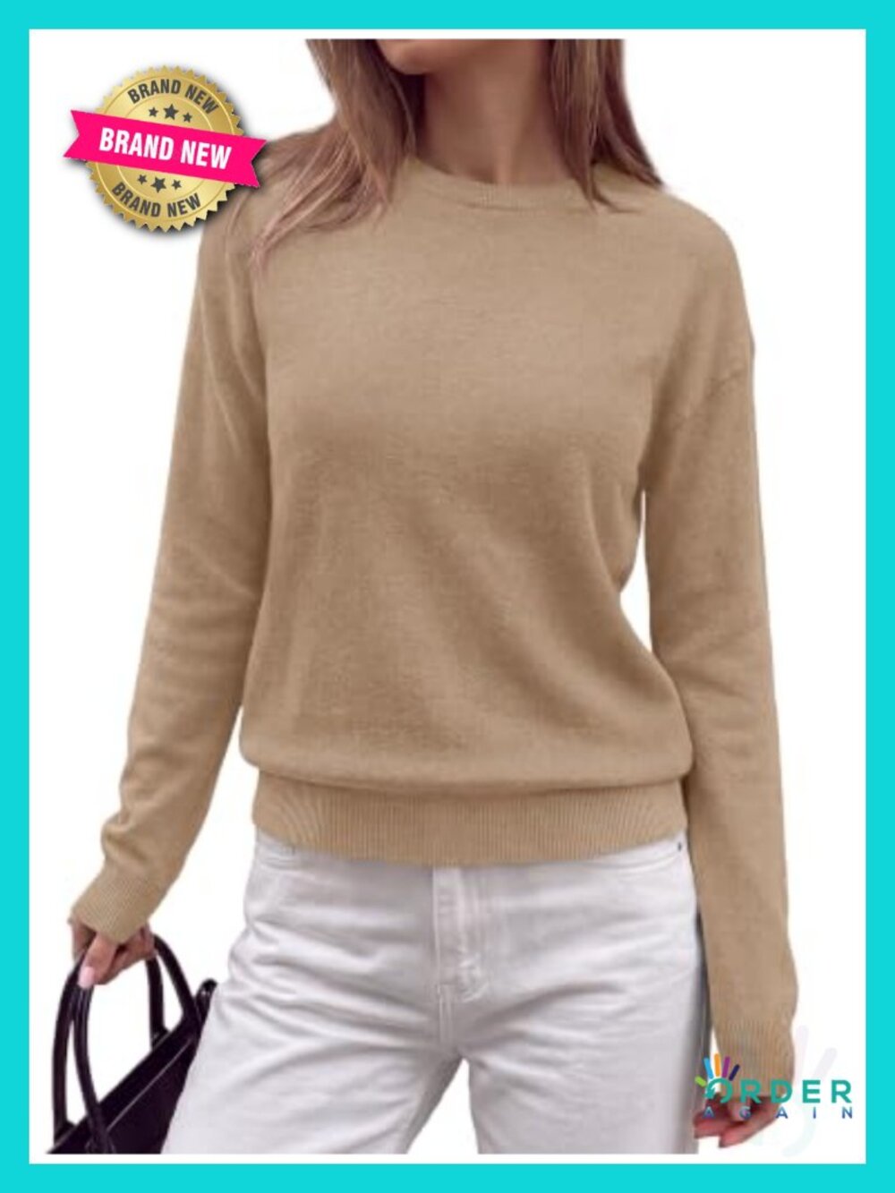 Lightweight Knit Pullover Sweater Loose Long Sleeve Crew Neck